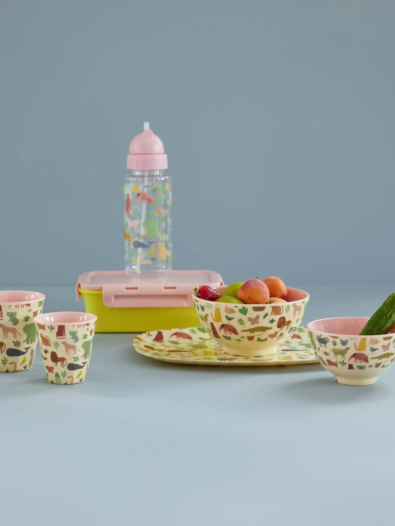 Rice kubek dla dzieci z melaminy, Sweet Jungle Print-Soft Pink RICE
