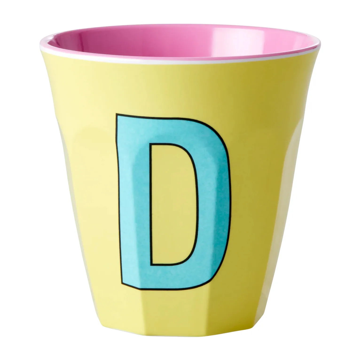 Rice kubek z melaminy medium litera D 30 cl, Yellow RICE