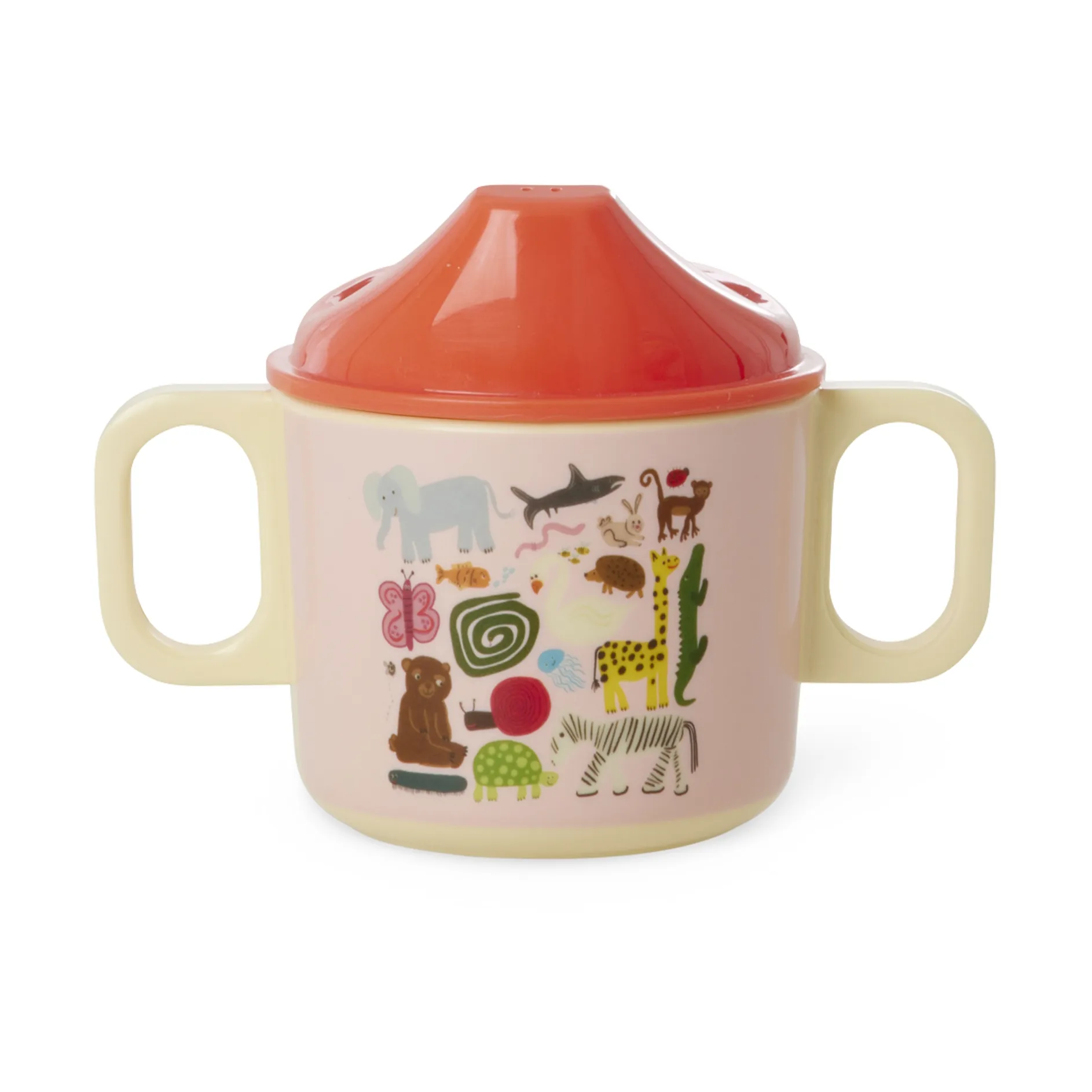 Rice Wildlife kubek dla dzieci z dwoma uchwytami 250 ml, Pink RICE