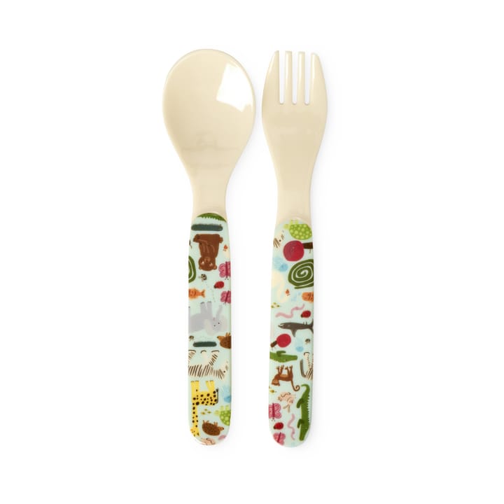 Sztućce dziecięce Rice Wildlife 2 części - Mint - RICE