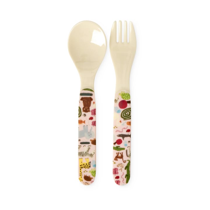 Sztućce dziecięce Rice Wildlife 2 części - Pink - RICE