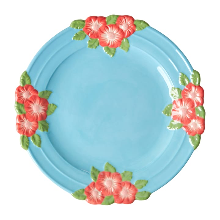 Talerz ceramiczny Rice Embossed Flower Ø25,5 cm - Mint - RICE