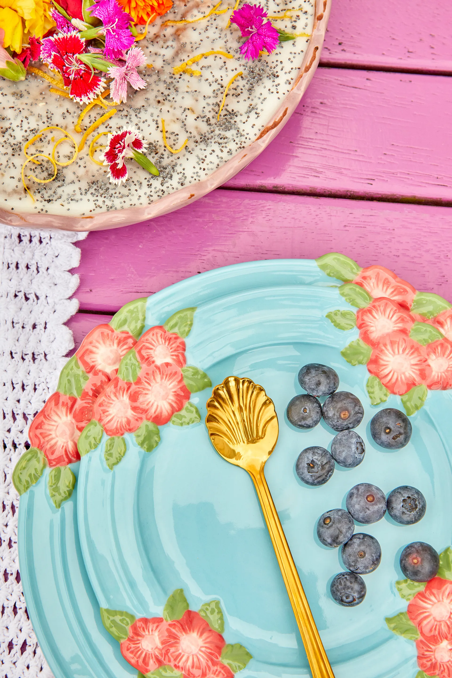 Talerz ceramiczny Rice Embossed Flower Ø25,5 cm, Mint RICE