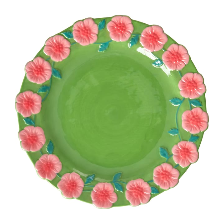 Talerz ceramiczny Rice Embossed Flower Ø25,5 cm - Sage green - RICE