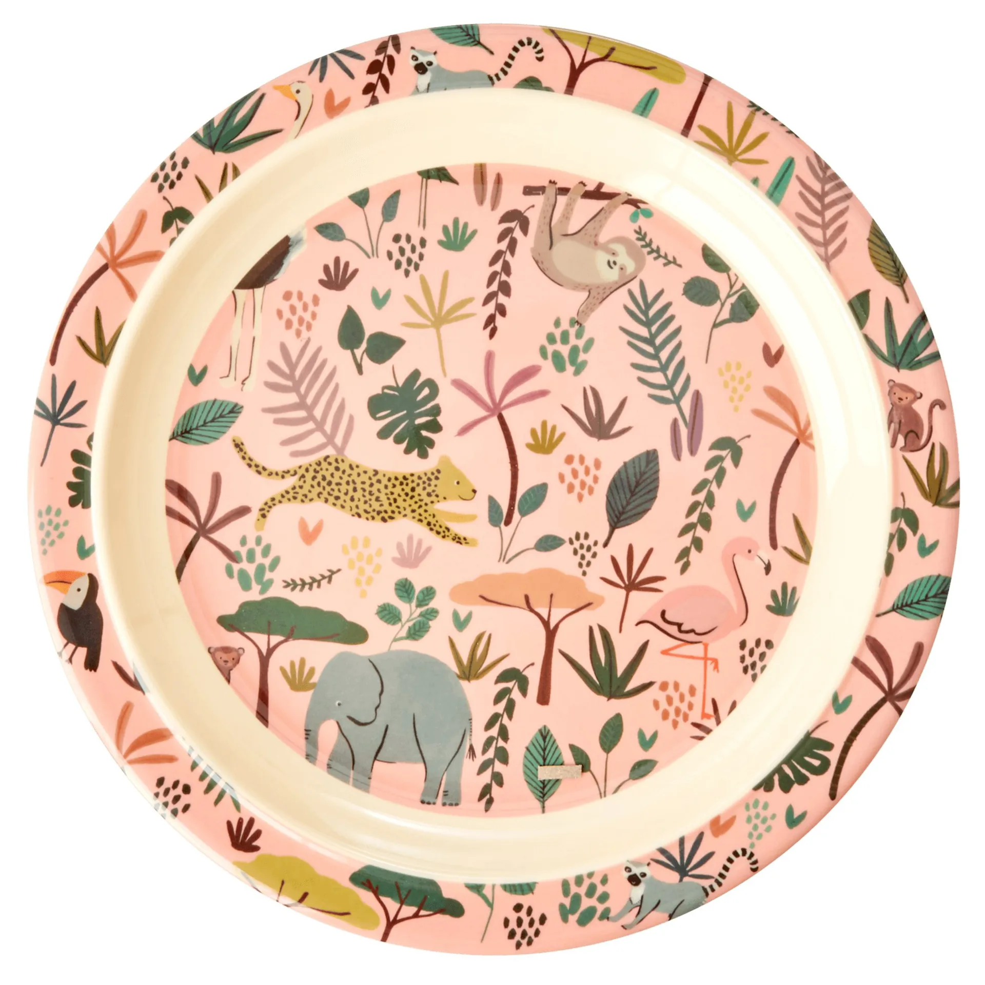 Talerz dla dzieci Rice Jungle Animals, Coral-multi RICE