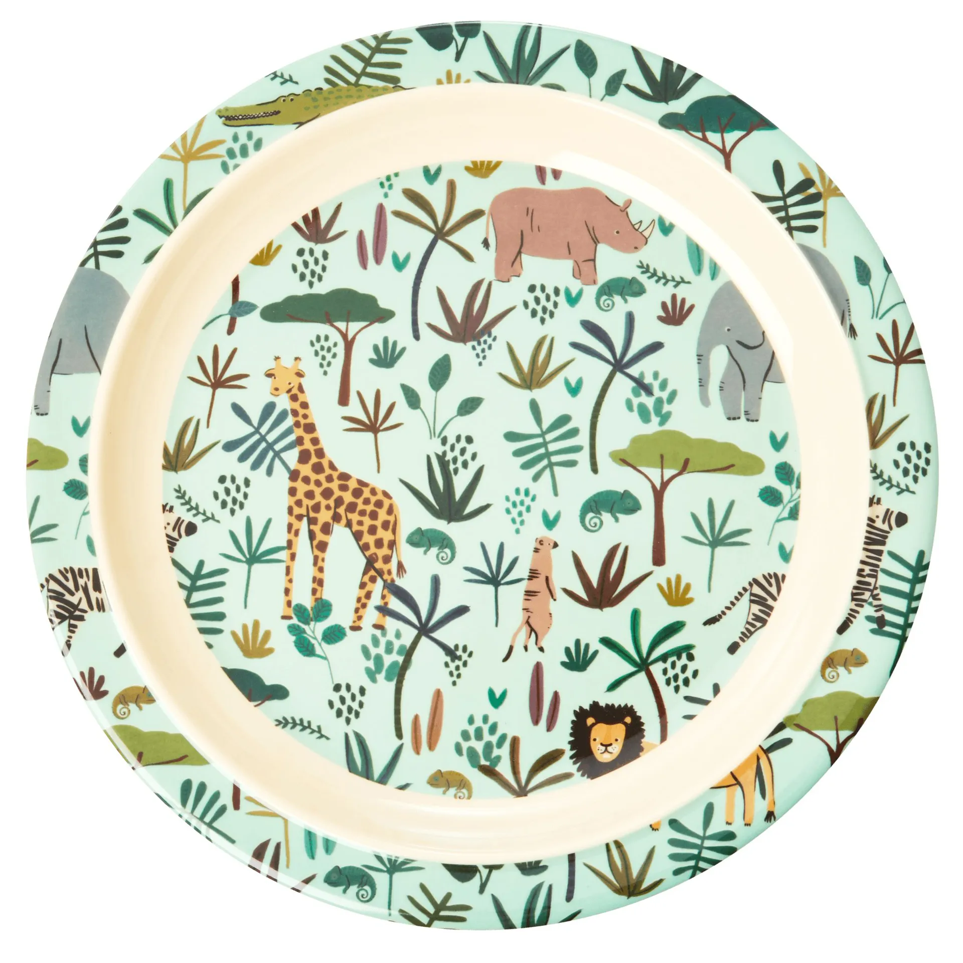 Talerz dla dzieci Rice Jungle Animals, Green-multi RICE