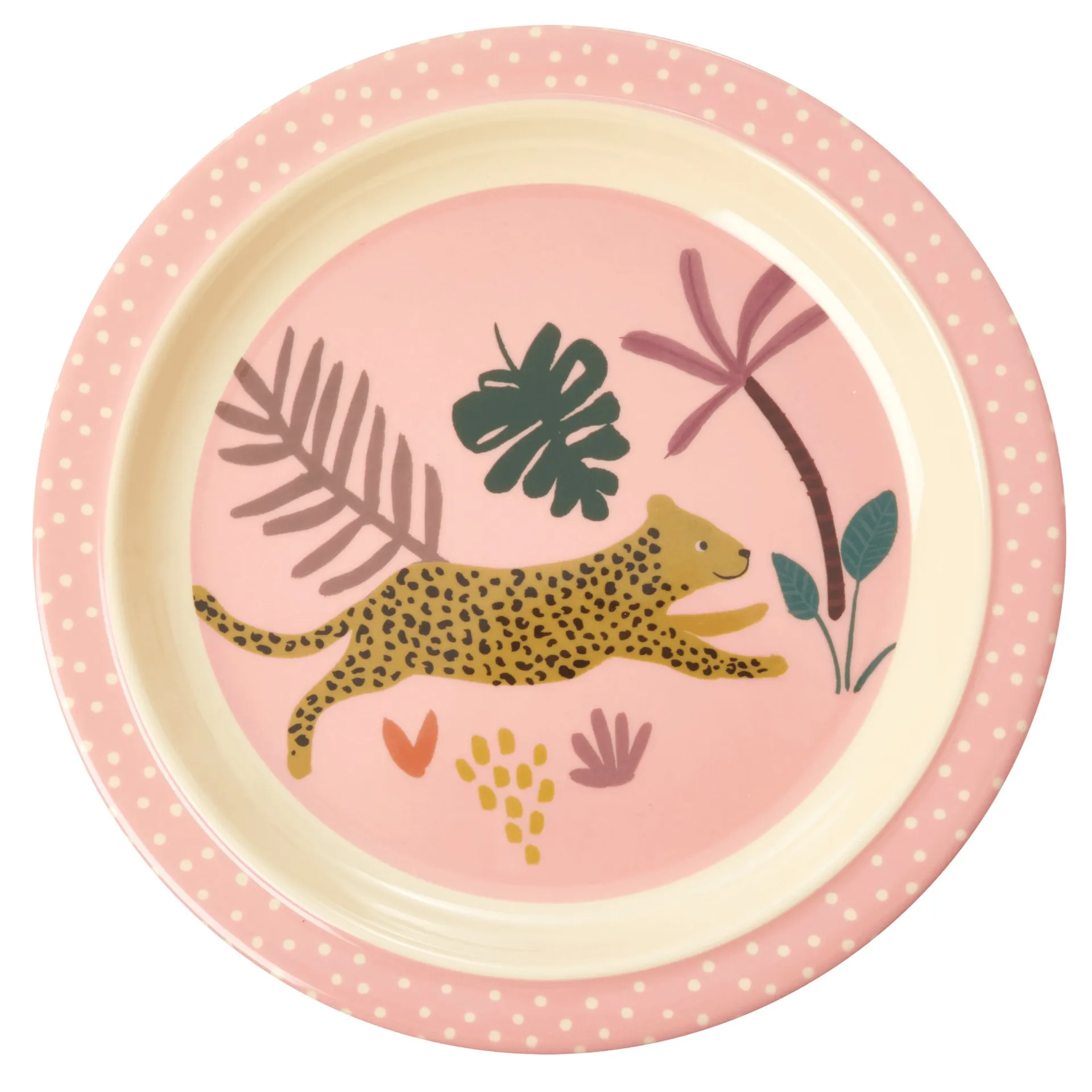 Talerz dla dzieci Rice Jungle Animals, Pink-multi RICE