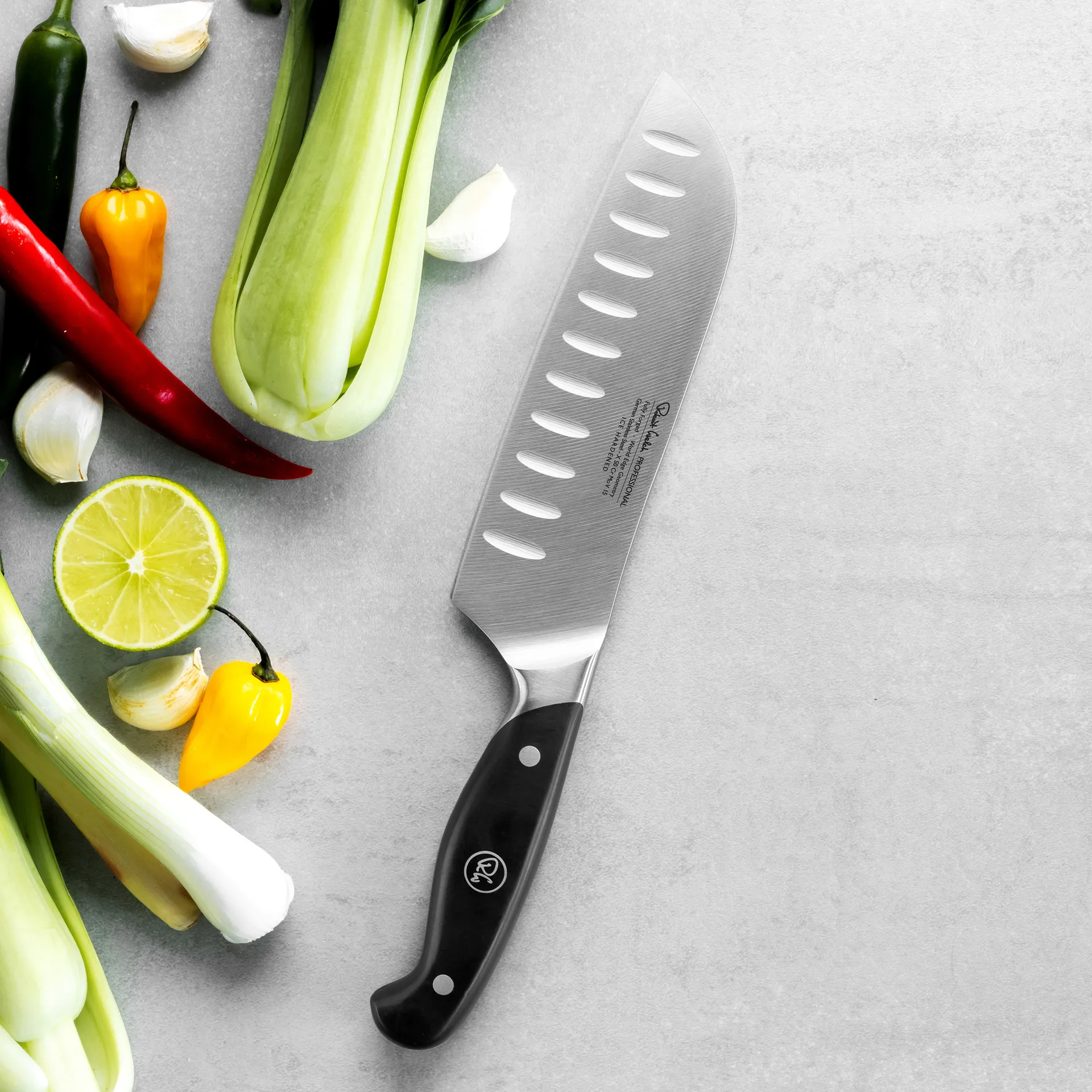 Nóż santoku Robert Welch Professional 17 cm, Stal nierdzewna Robert Welch