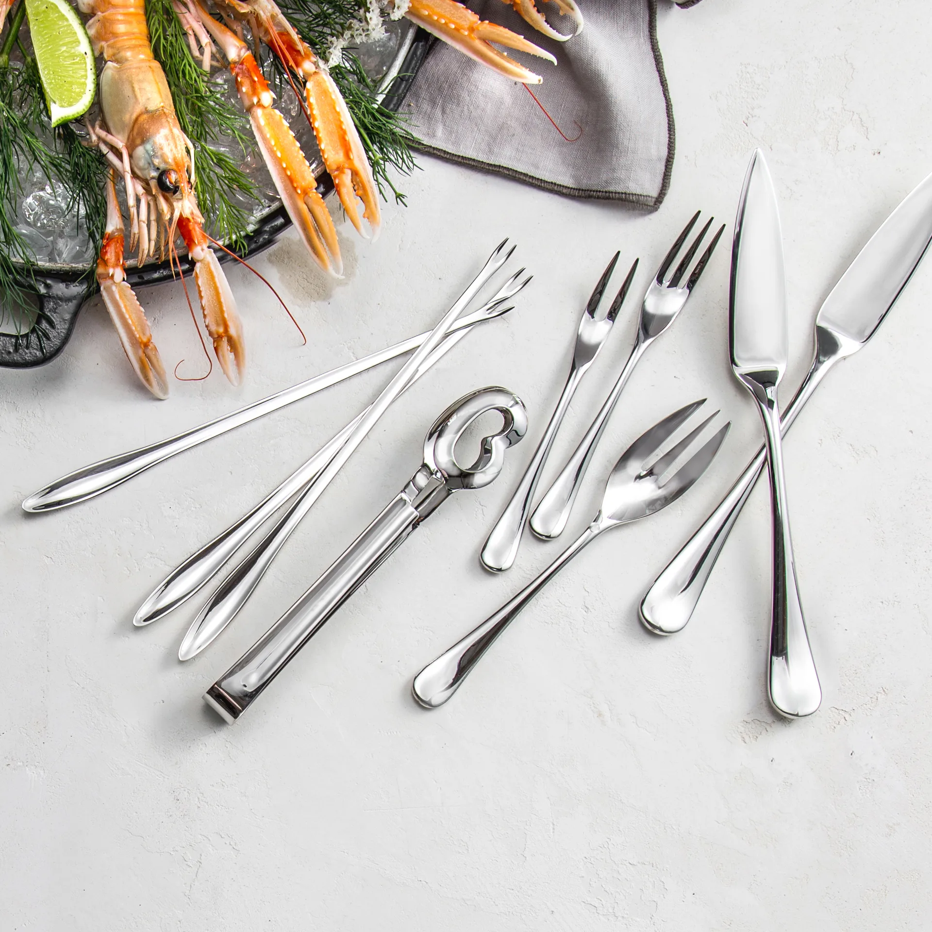 Radford widelec do homarów błyszczący, Stal nierdzewna Robert Welch