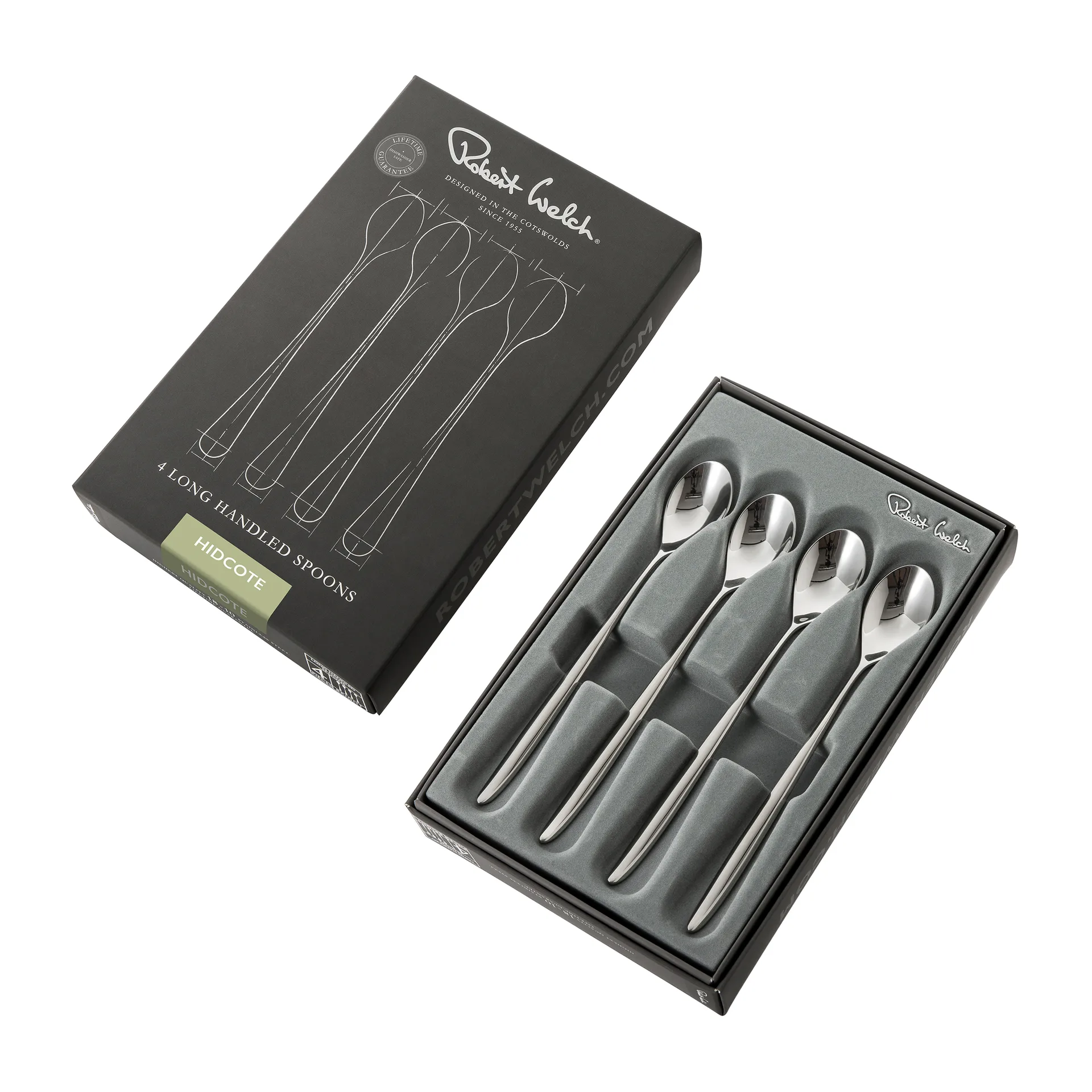 Łyżka do latte Hidcote Bright, 4-pak, Stal nierdzewna Robert Welch