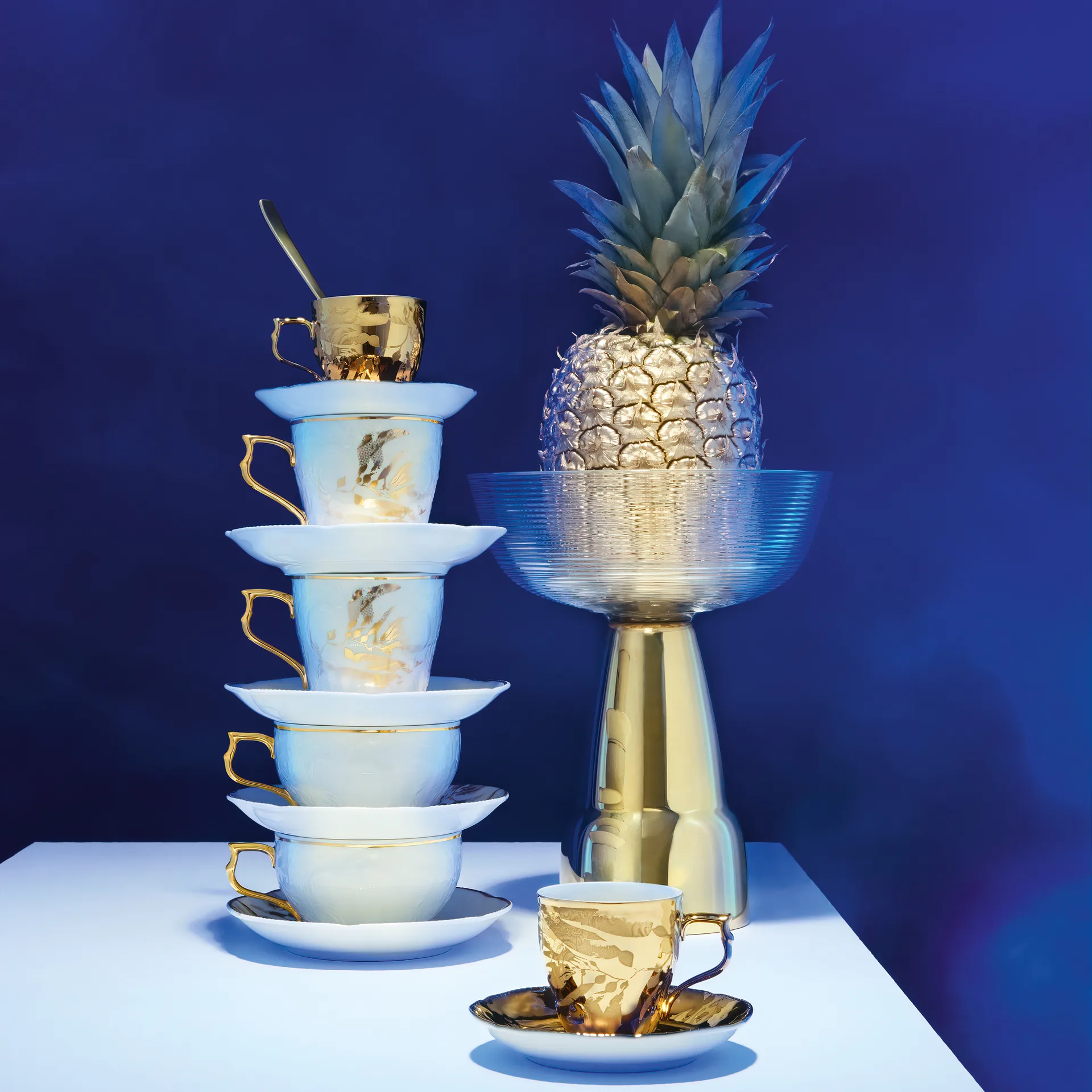 Rosenthal Heritage Midas filiżanka ze spodkiem, Biało-złoty Rosenthal