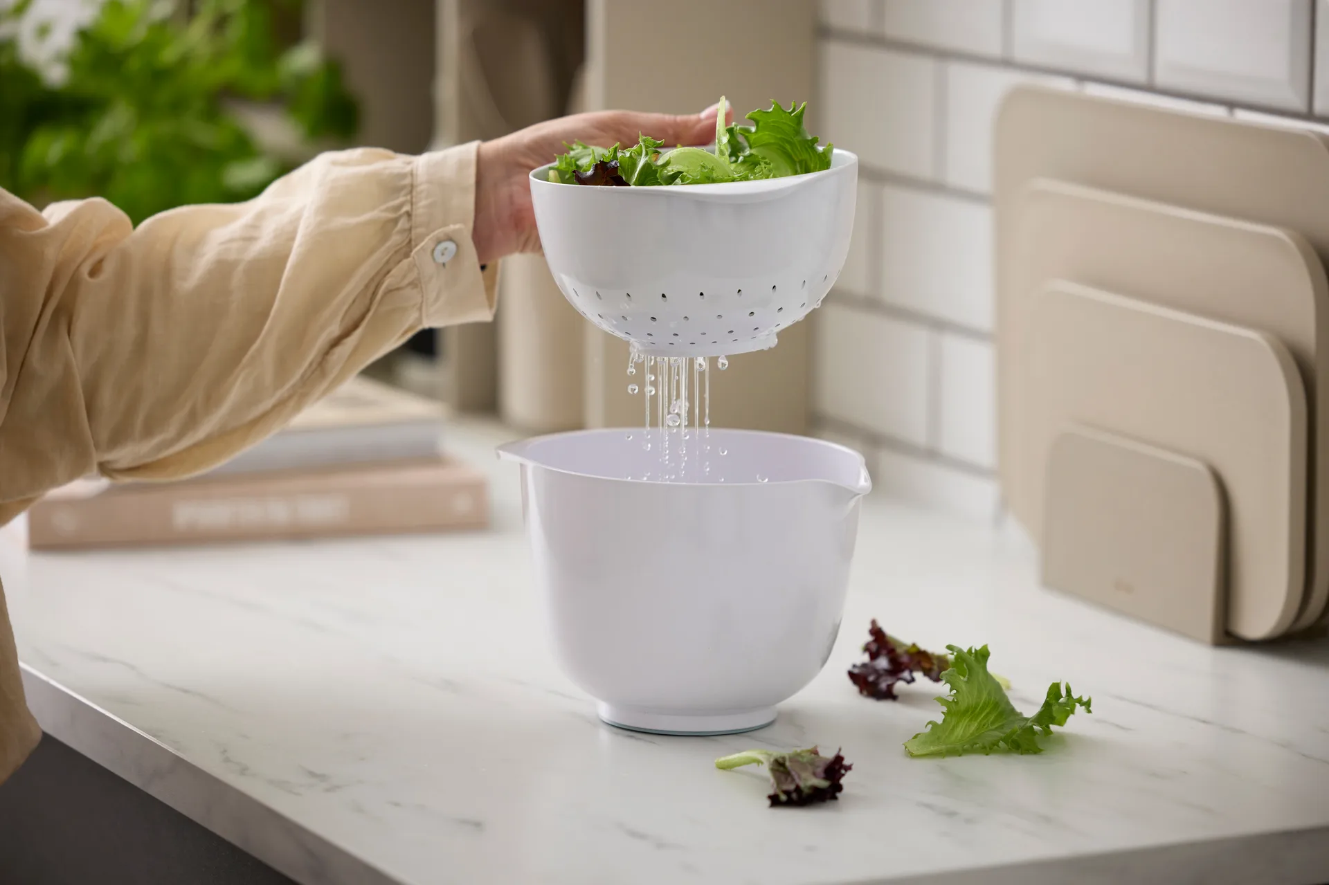 NEW miska Margrethe z durszlakiem, Biały, 1,5 litra Rosti