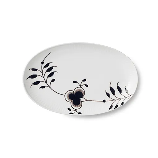 Black Fluted Mega ovalowy spodek, 23 cm Royal Copenhagen