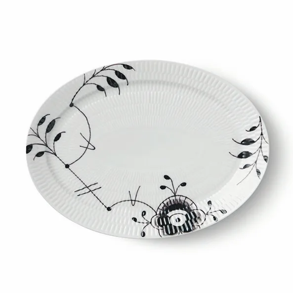 Black Fluted Mega ovalowy spodek, 28 cm Royal Copenhagen