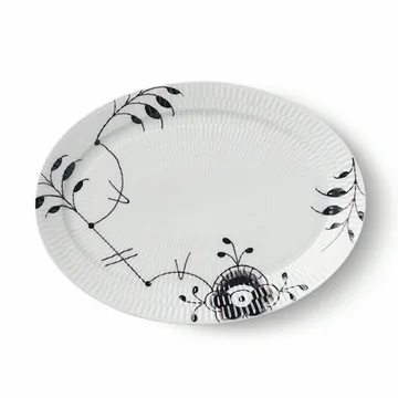 Black Fluted Mega ovalowy spodek - 28 cm - Royal Copenhagen