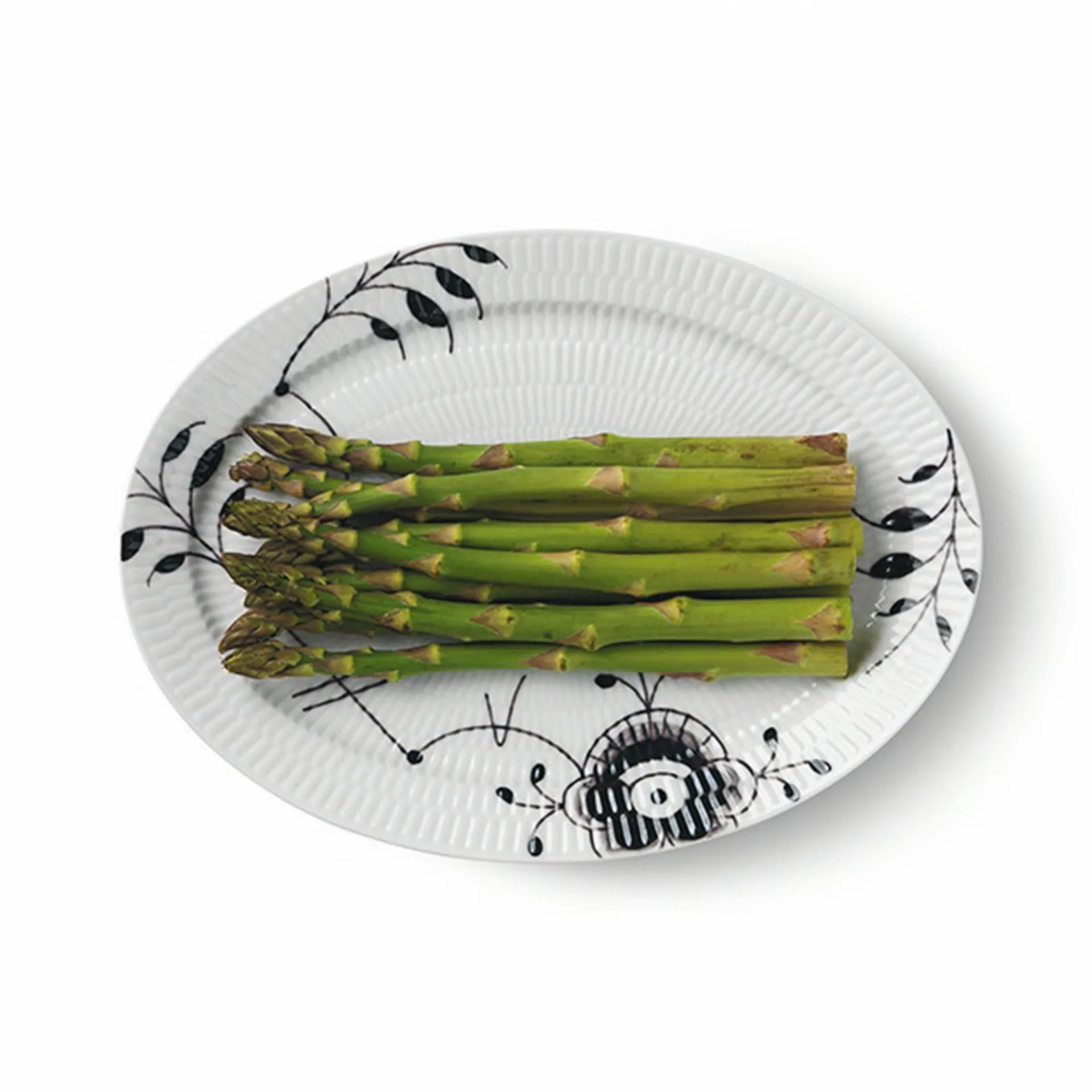 Black Fluted Mega ovalowy spodek, 28 cm Royal Copenhagen