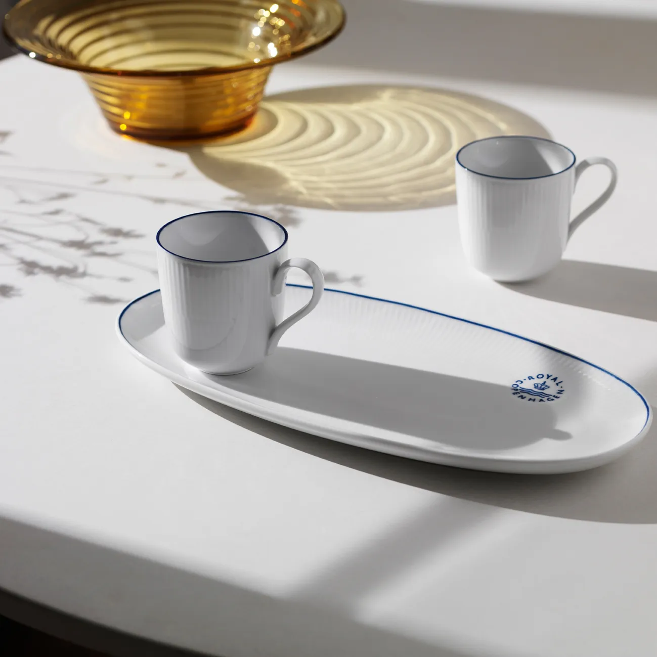 Blueline kubek 280 ml, 2‑pak, Biały-niebieski Royal Copenhagen