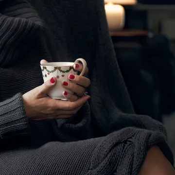 Filiżanka ze spodkiem Star Fluted Christmas - 24 cl - wysoki uchwyt - Royal Copenhagen