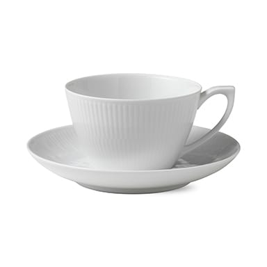 White Fluted filiżanka do herbaty ze spodkiem - 28 cl - Royal Copenhagen