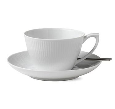 White Fluted filiżanka do herbaty ze spodkiem, 28 cl Royal Copenhagen