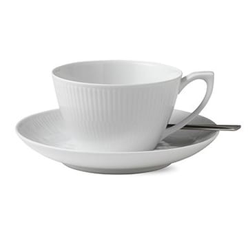 White Fluted filiżanka do herbaty ze spodkiem - 28 cl - Royal Copenhagen