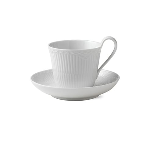 White Fluted Half Lace filiżanka ze spodkiem, 250 ml Royal Copenhagen