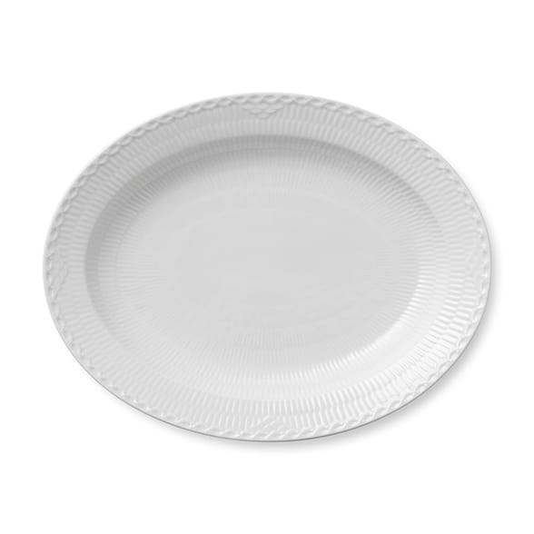 White Fluted Half Lace ovalny spodek 36,5 cm, Biały Royal Copenhagen