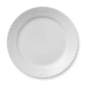 White Fluted Half Lace talerz - Ø 25 cm - Royal Copenhagen