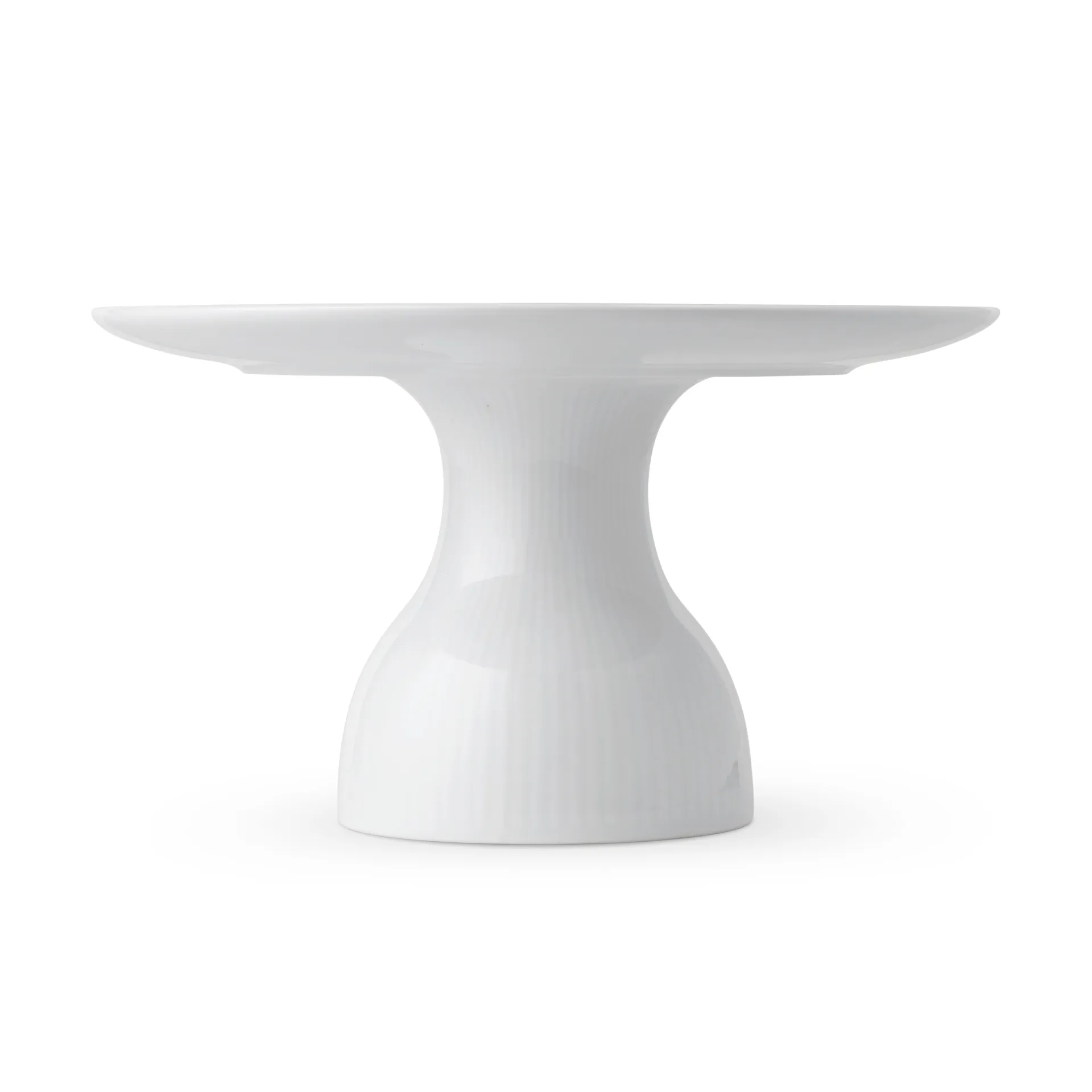 White Fluted patera do ciasta na nóżce Ø20 cm, Biały Royal Copenhagen