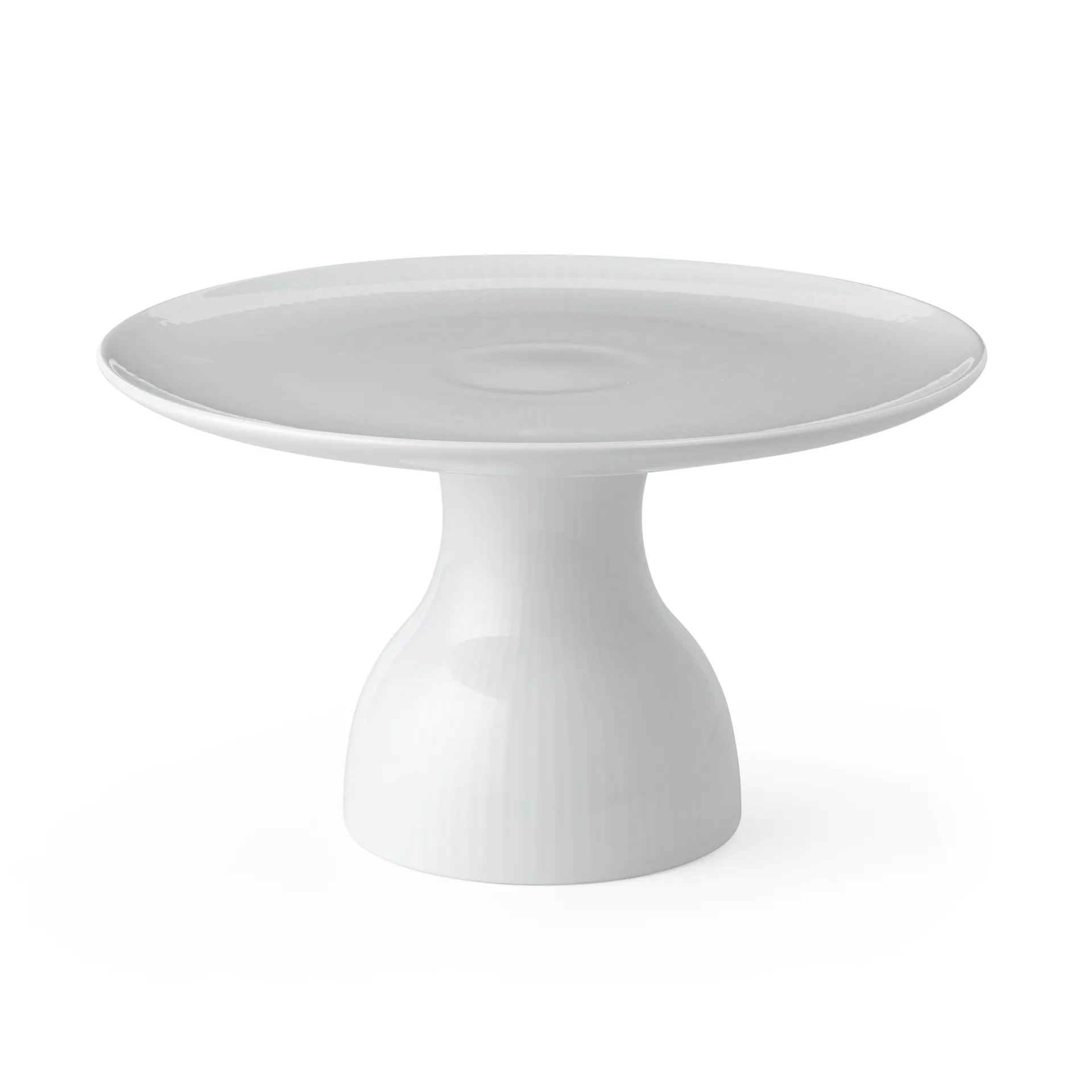White Fluted patera do ciasta na nóżce Ø20 cm, Biały Royal Copenhagen