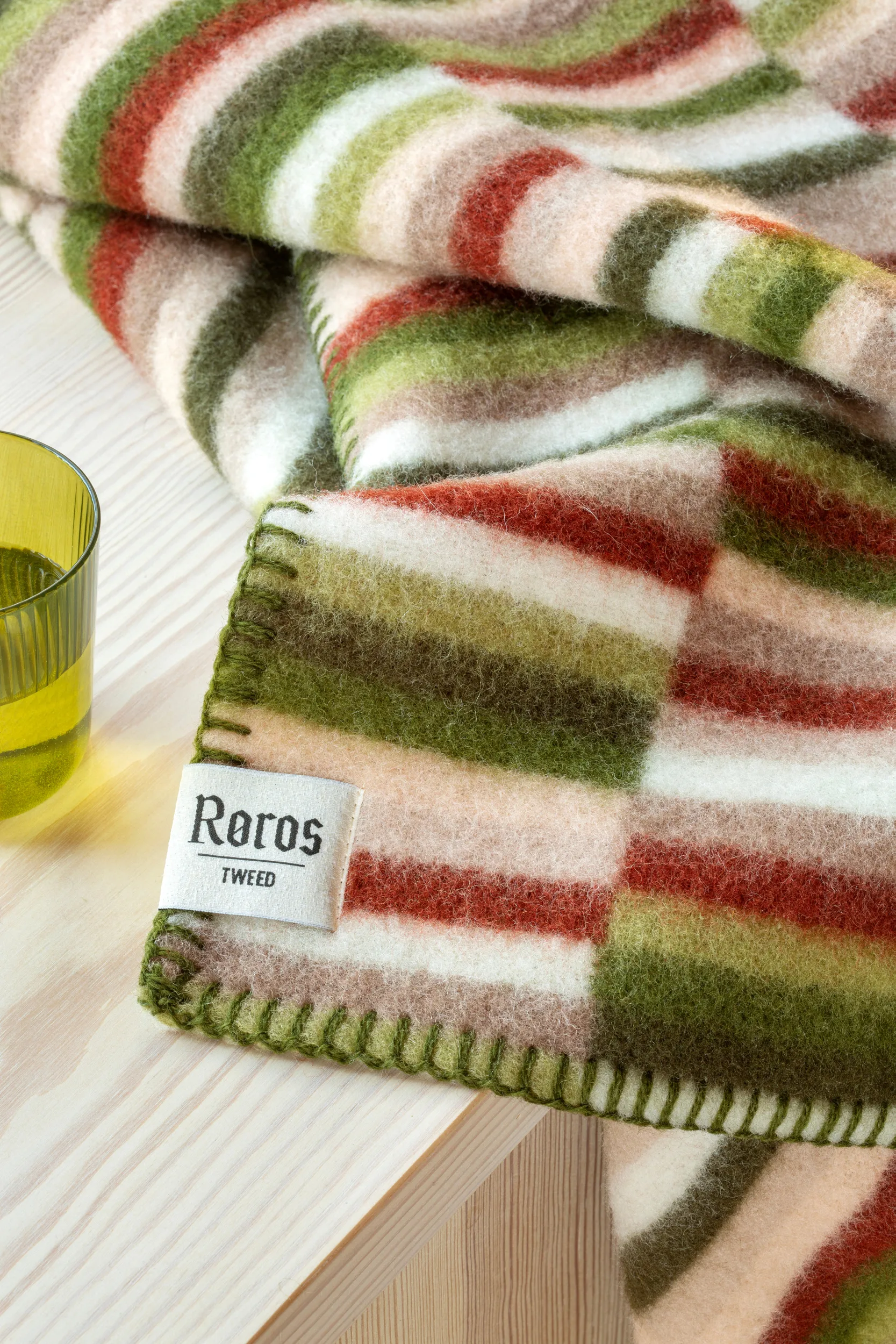 Koc Ida 135x200 cm, Olive burgundy Røros Tweed