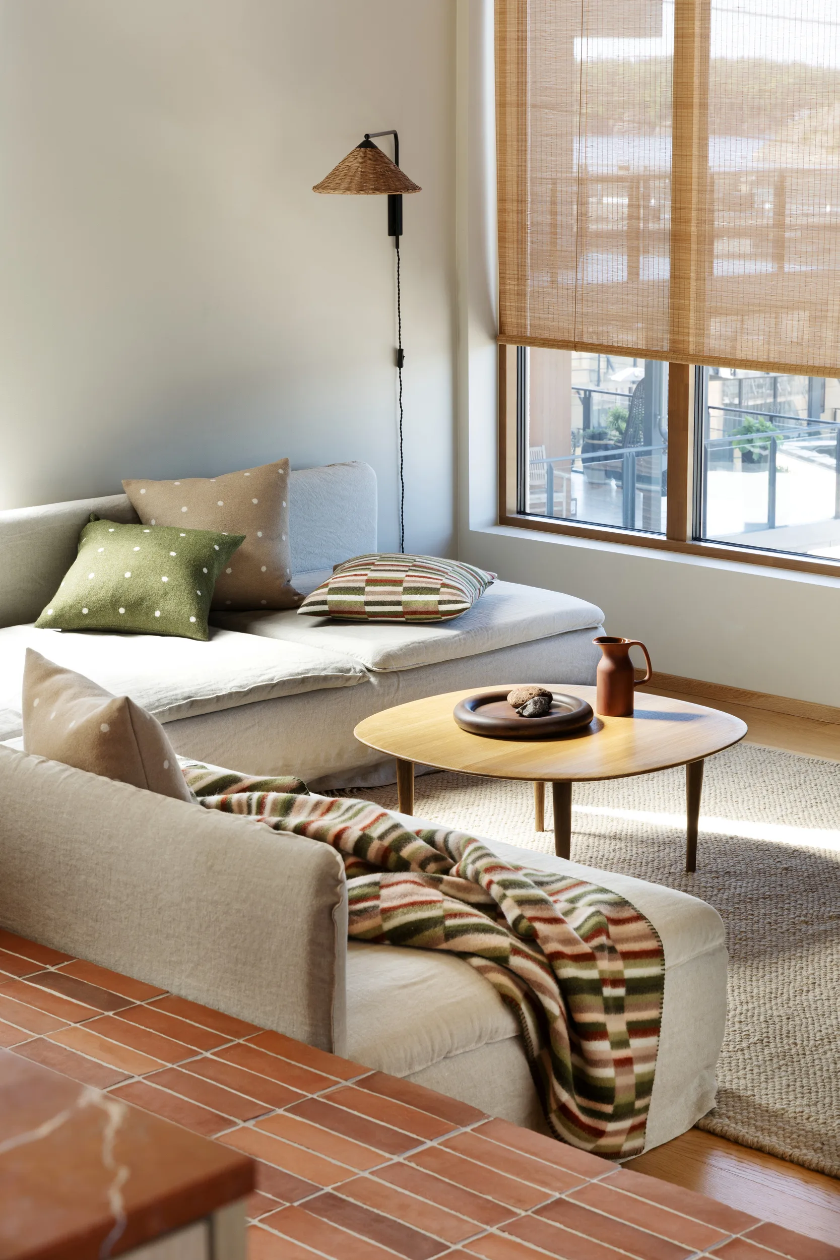 Koc Ida 135x200 cm, Olive burgundy Røros Tweed