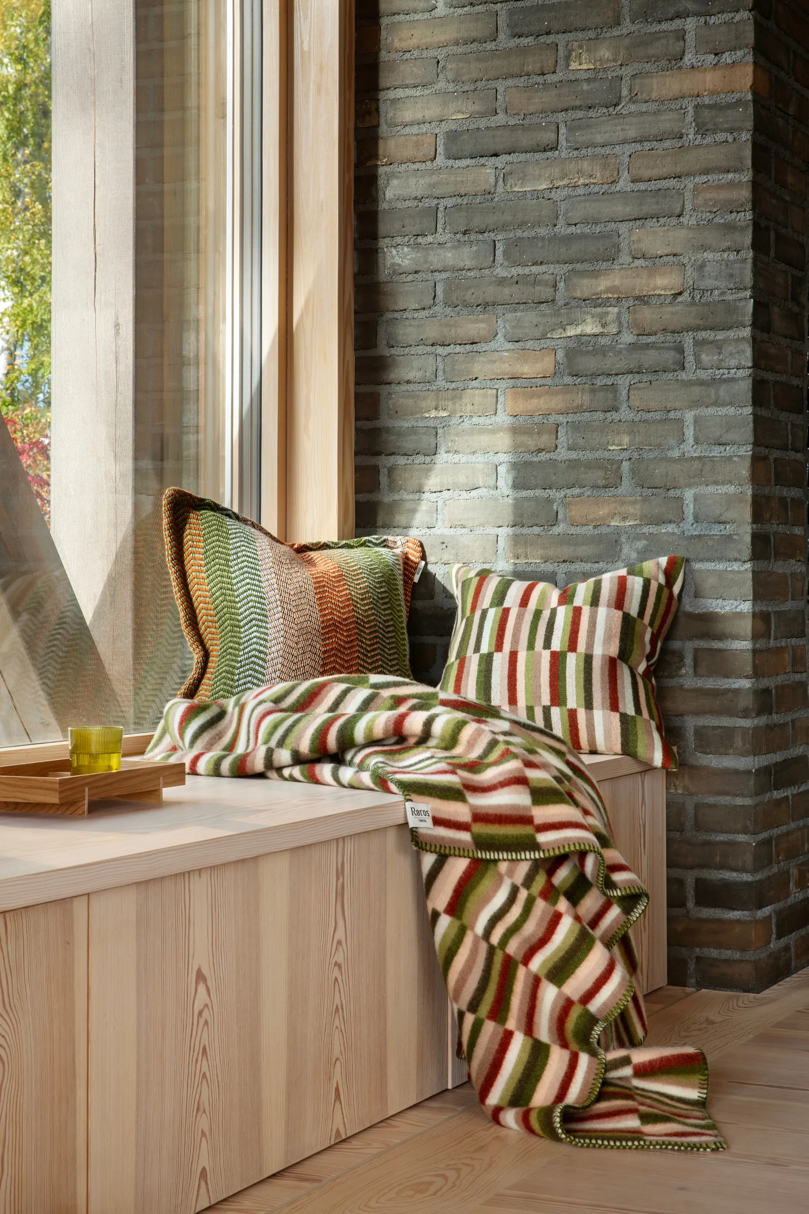 Koc Ida 135x200 cm, Olive burgundy Røros Tweed