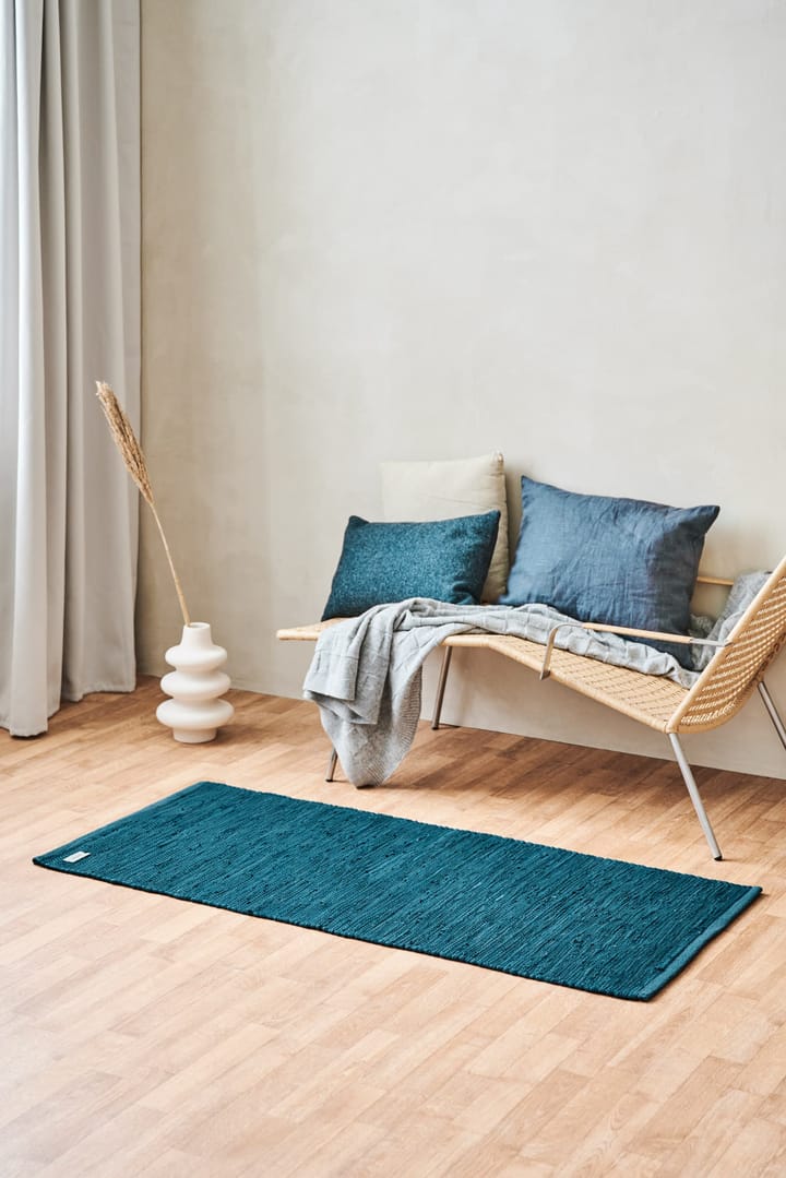 Dywan Cotton 65x135 cm, Petroleum (niebieski, odcień benzyny) Rug Solid