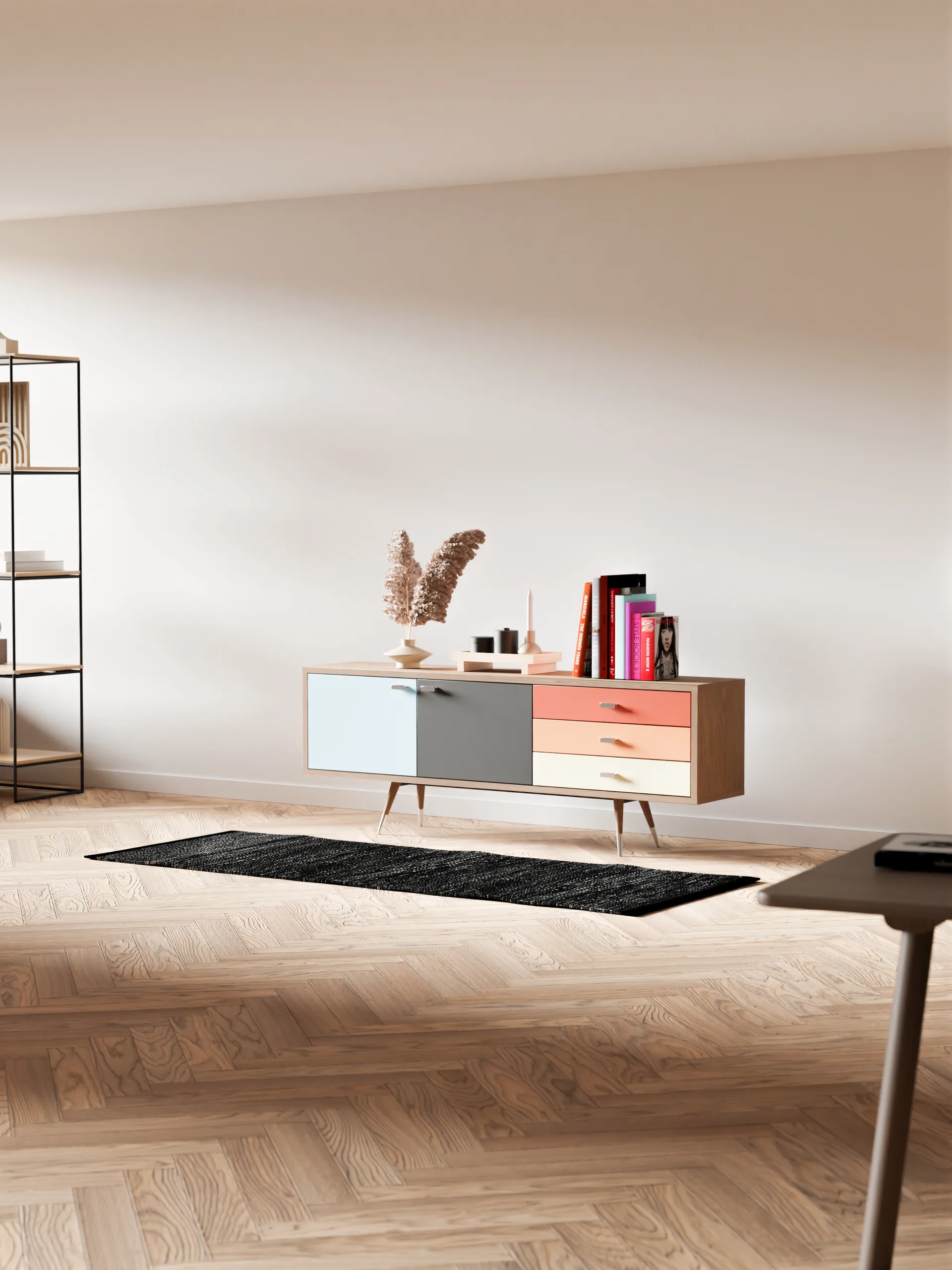 Dywan Leather 75x300 cm, black (czarny) Rug Solid
