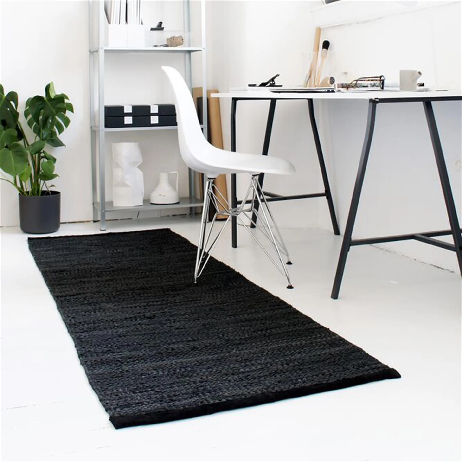 Dywan Leather 75x300 cm, black (czarny) Rug Solid