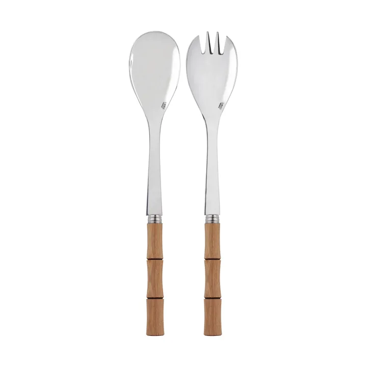 Sztućce do sałatek Bamboo Shape, 2 części - Laminowane jasne drewno - SABRE Paris
