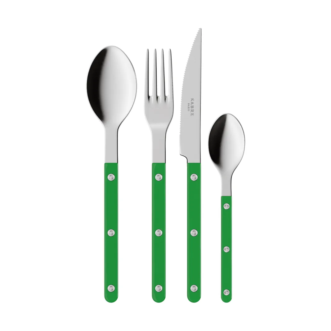 Zestaw sztućców Bistrot Solid, 4 części, Garden green SABRE Paris