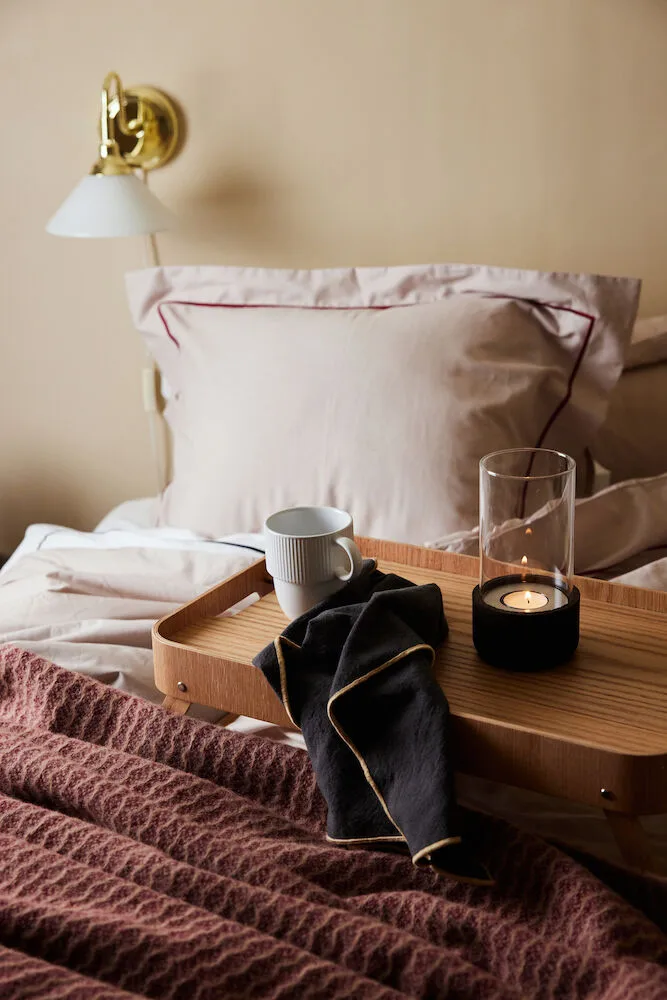 Komplet pościeli Carl 150x210 cm, Beżowo-bordowy Sagaform