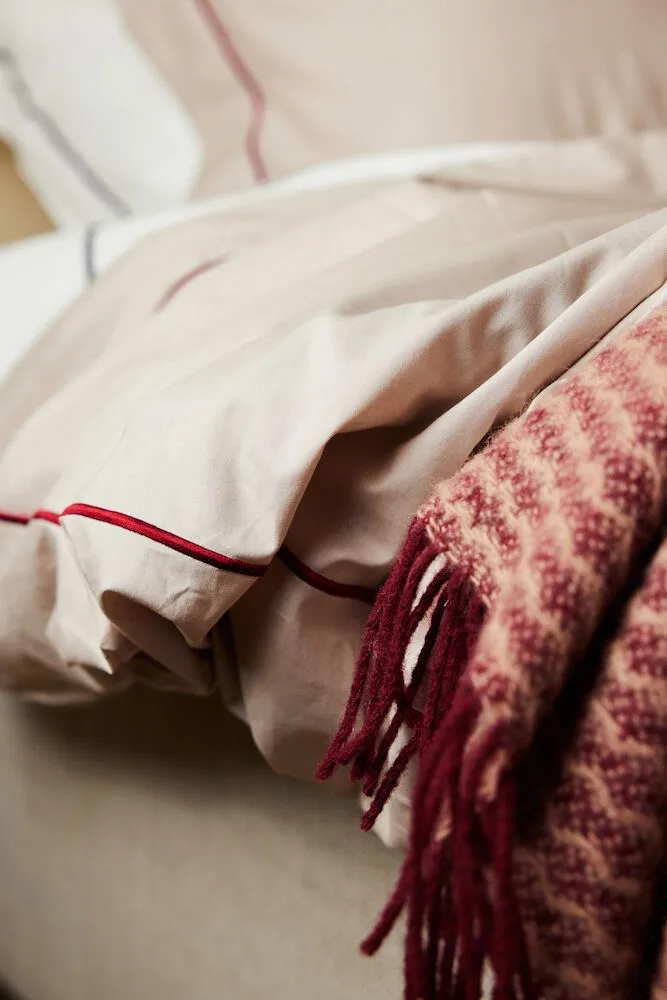 Komplet pościeli Carl 150x210 cm, Beżowo-bordowy Sagaform