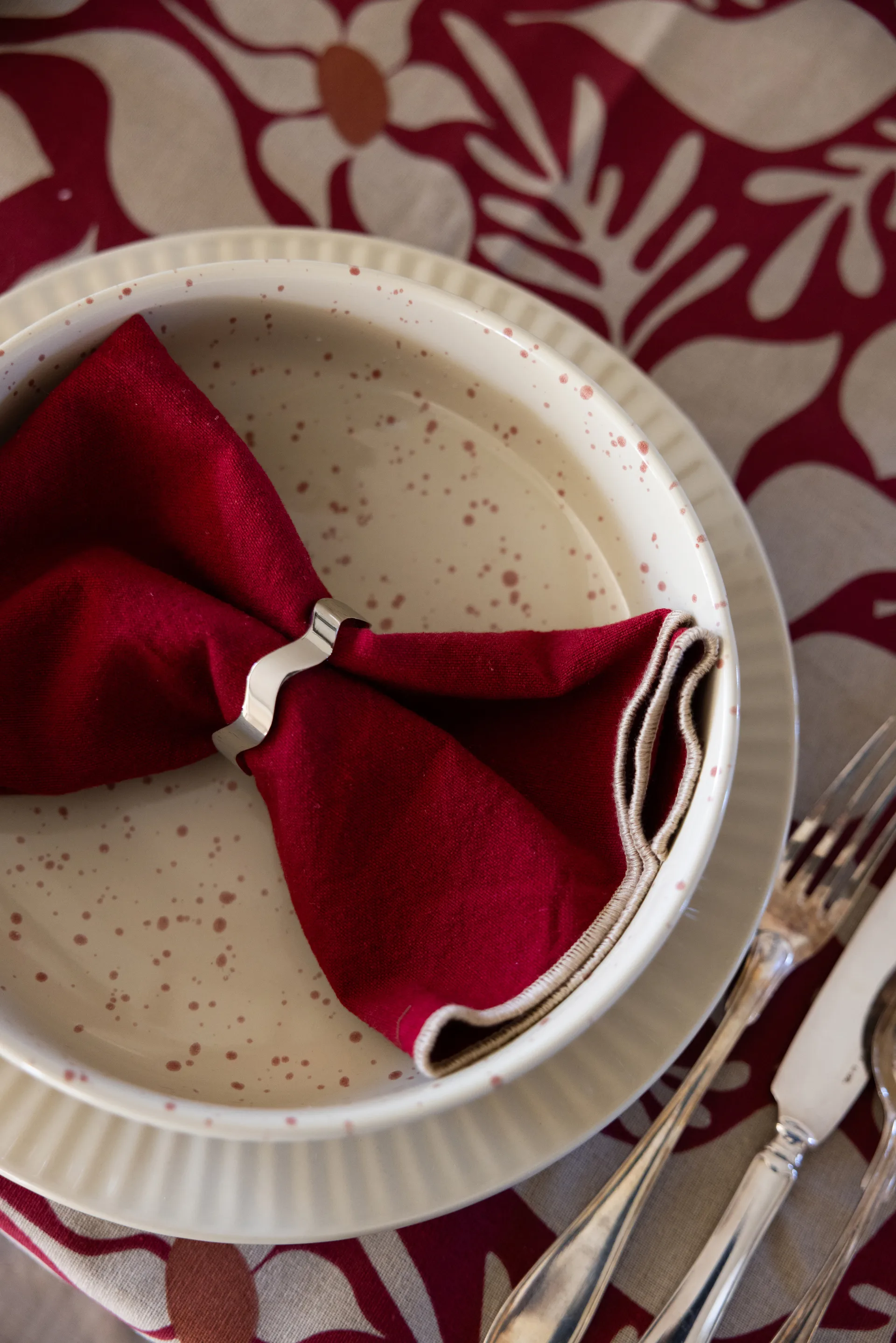 Miska do serwowania Ditte, Beżowy-bordowy Sagaform