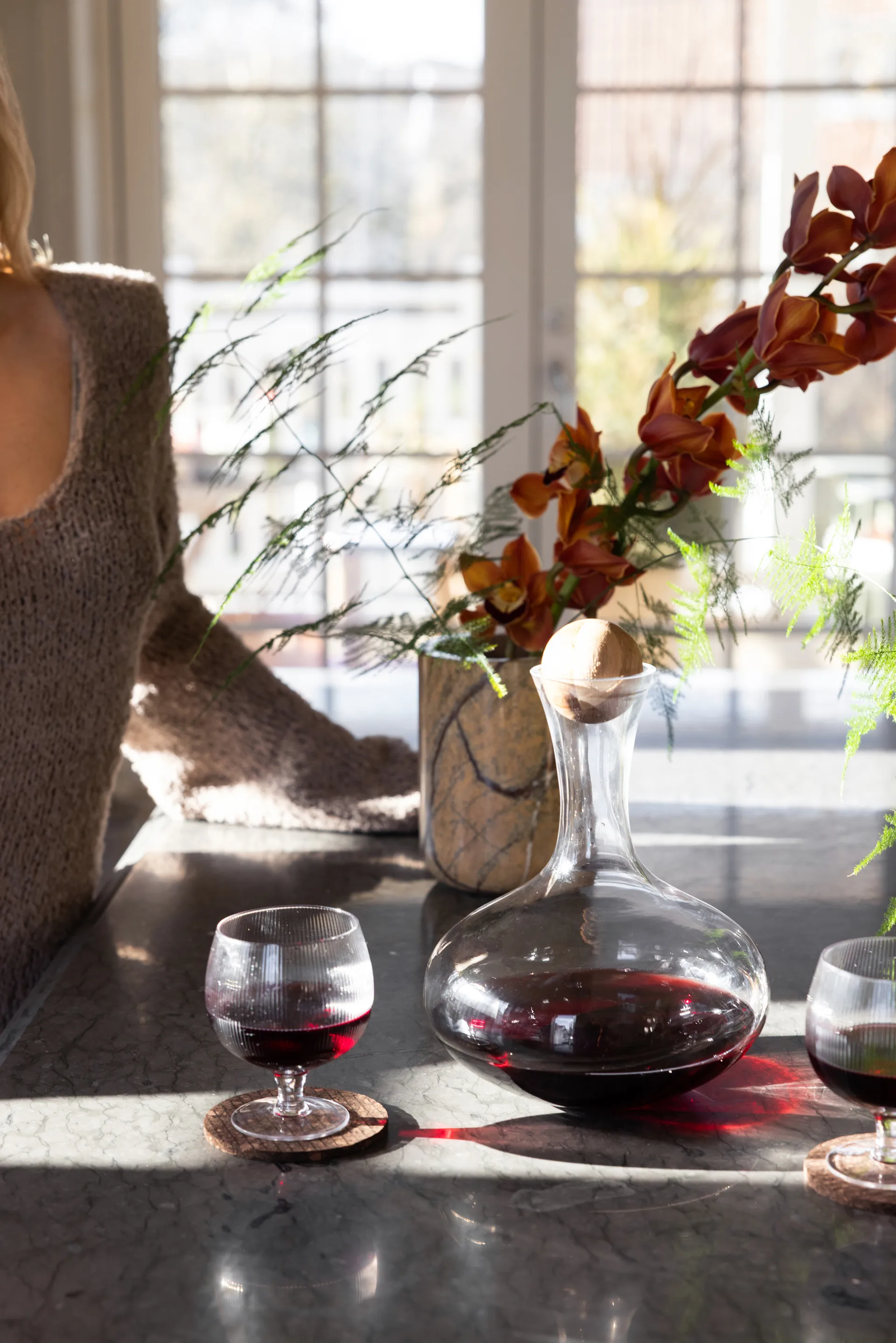 Sten chłodziarka do wina Ø12,5 cm, Brązowy marmur leśny Sagaform