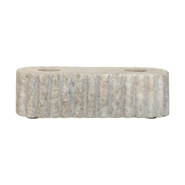 Świecznik Sten na dwie świece - Marmur trawertynowy, 15x6x4 cm - Sagaform