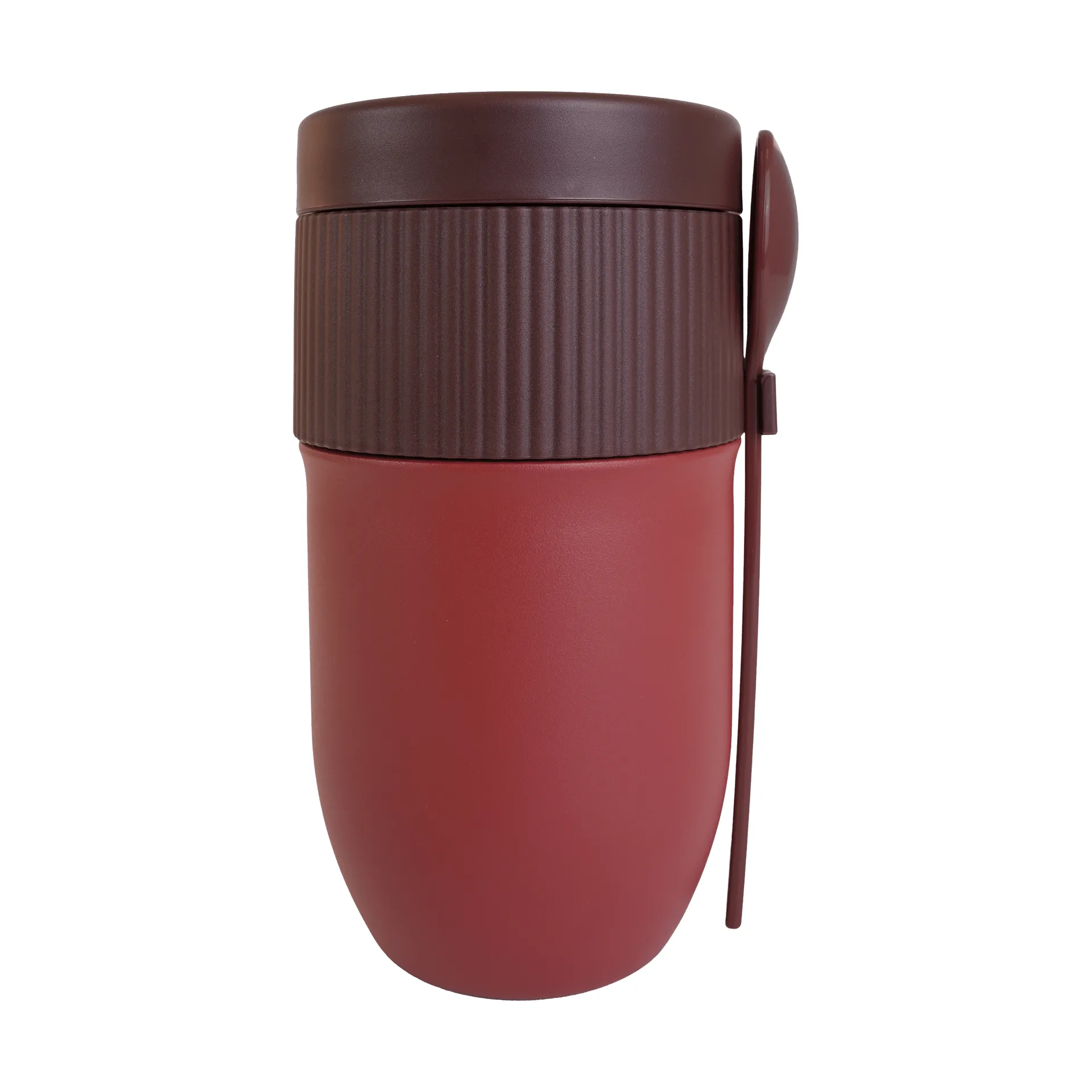Termos obiadowy / kubek na jogurt Ted z łyżeczką, Bordowy Pantone 7624C, 320 ml Sagaform