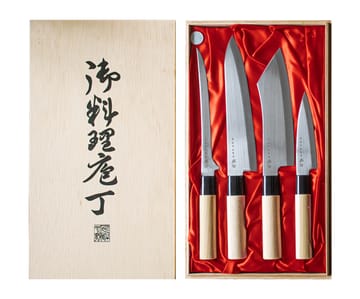 Zestaw noży w pudełku z balsy 22x38 cm - 4 części - Satake