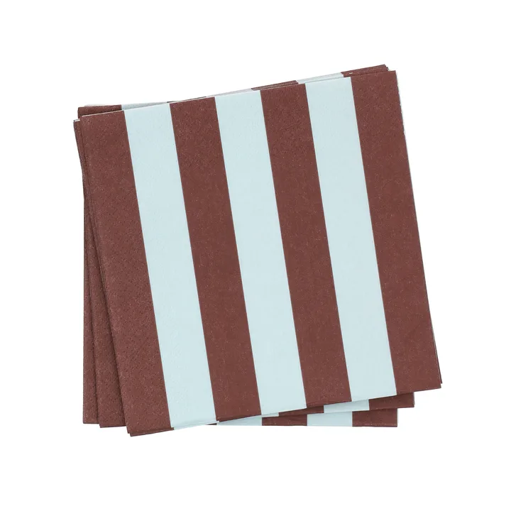 Bold Stripe serwetka papierowa - Bordowo-niebieski, 20‑pak, 33x33 cm - Scandi Essentials