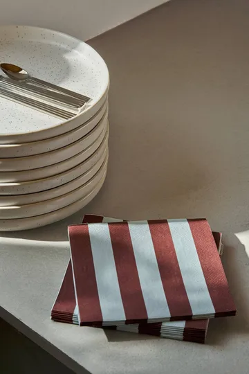 Bold Stripe serwetka papierowa - Bordowo-niebieski, 20‑pak, 33x33 cm - Scandi Essentials