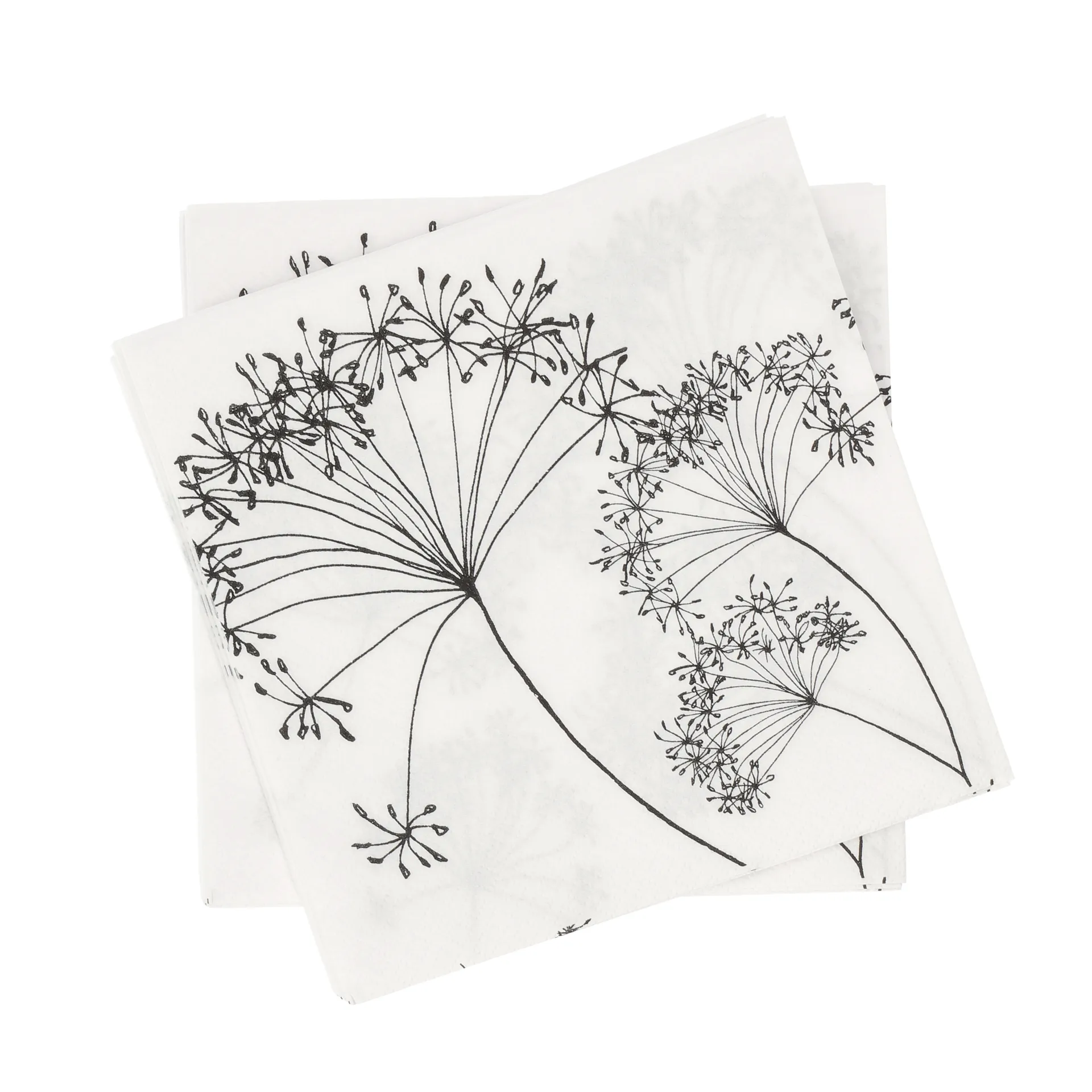 Botanical serwetka papierowa, Biało-czarne, 20‑pak, 33x33 cm Scandi Essentials