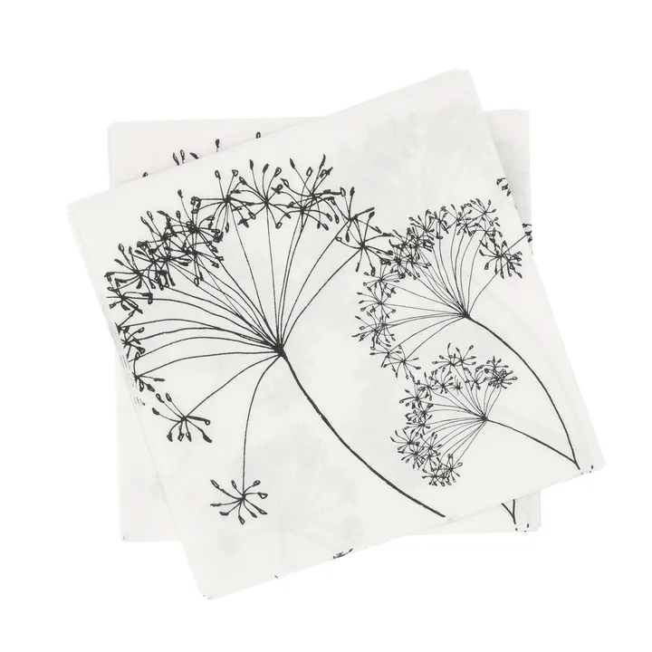 Botanical serwetka papierowa - Biało-czarne, 20‑pak, 33x33 cm - Scandi Essentials