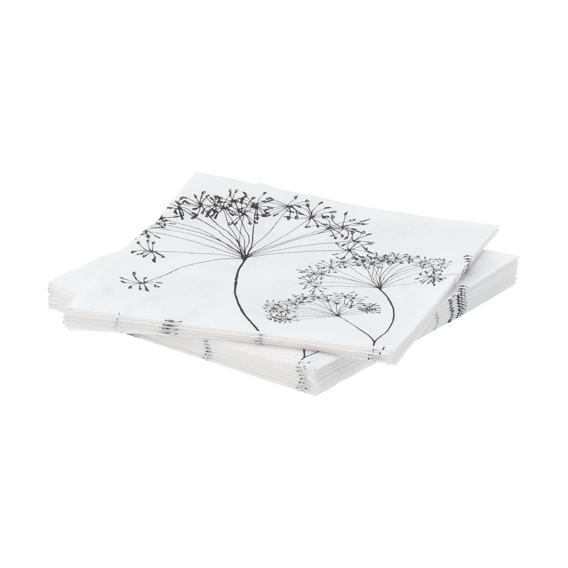 Botanical serwetka papierowa, Biało-czarne, 20‑pak, 33x33 cm Scandi Essentials